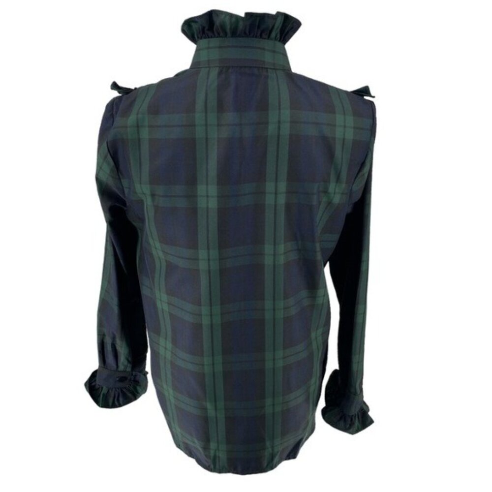 Tuckernuck | NEW Blackwatch Plaid Ruffle Reagan Button Down Size M - Picture 9 of 13